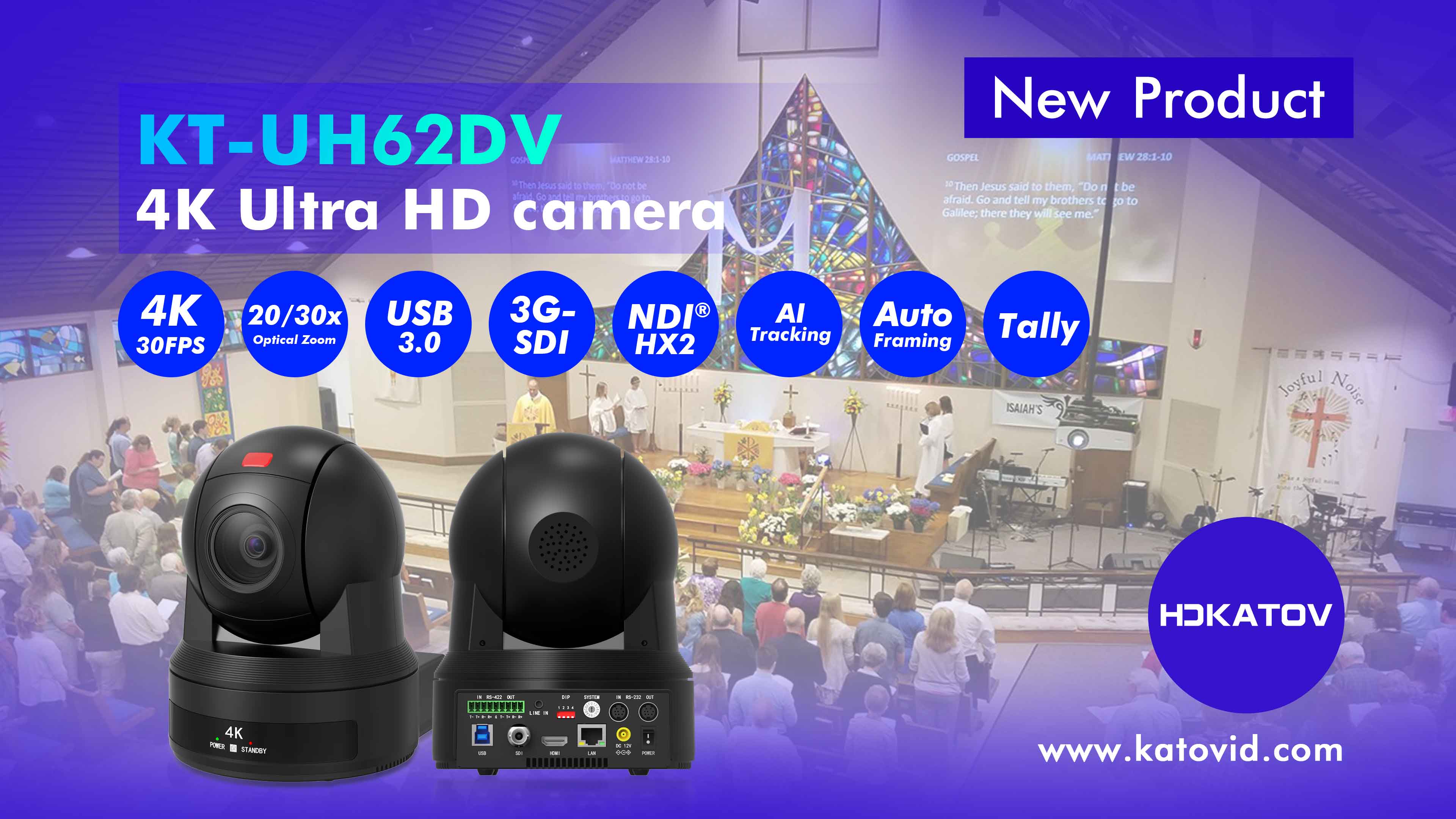KT-UH62DV 4K PTZ Camera – 30x Optical Zoom, AI Tracking &am