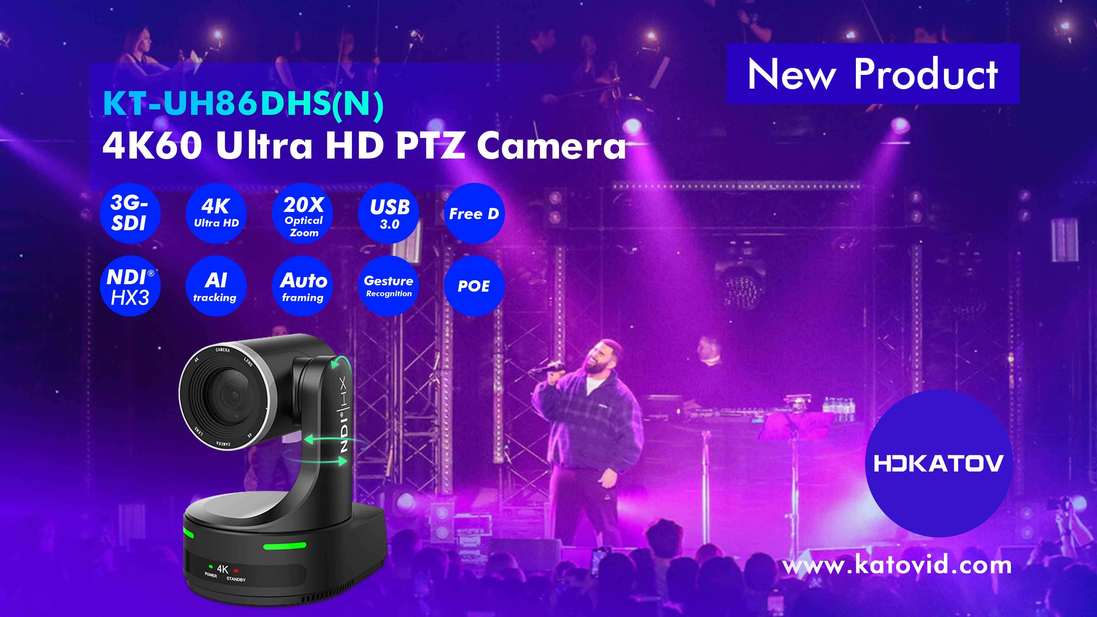 Professional KT-UH86DHS 4K60 PTZ Camera for Live Streaming &